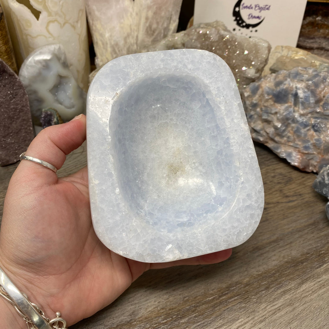 Blue Calcite Trapezoid Bowl #01