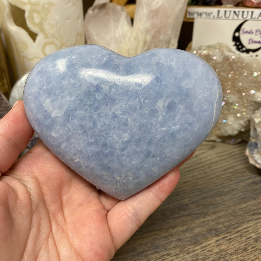 Blue Calcite Large Heart