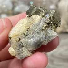 Carica l&#39;immagine nel visualizzatore di Gallery, Cubic Pyrite on Calcite #01
