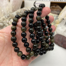 Load image into Gallery viewer, Gold Sheen Obsidian 8mm Stretch Bracelets
