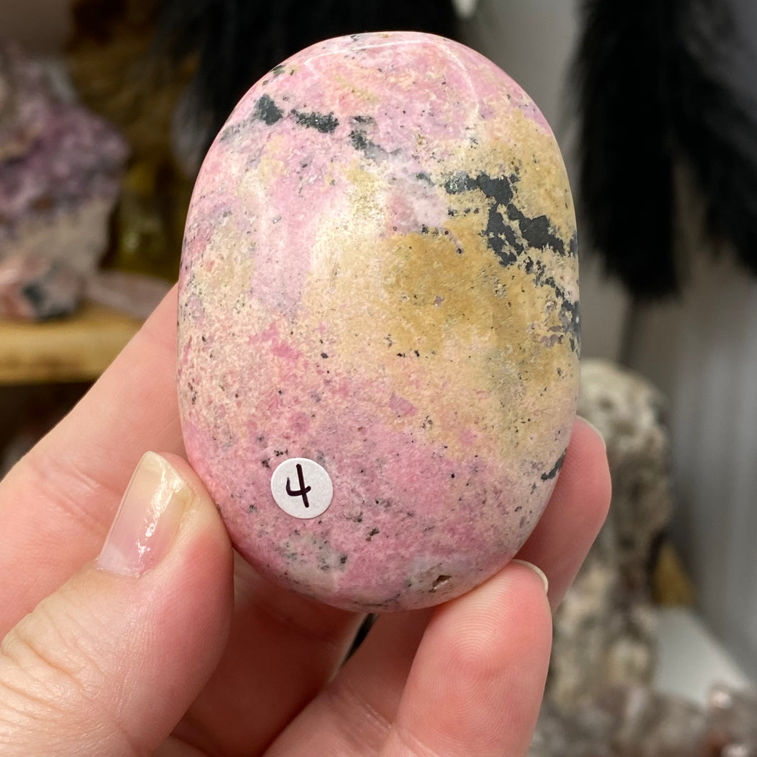 Rhodonite with Pyrite Palm Stone #04