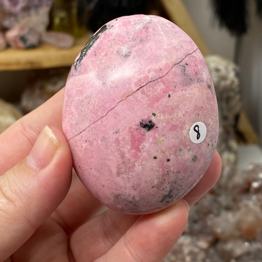 Rhodonite with Pyrite Palm Stone #08