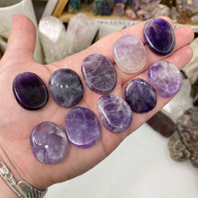 Load image into Gallery viewer, Chevron Amethyst Small Coin Size Pocket Stones
