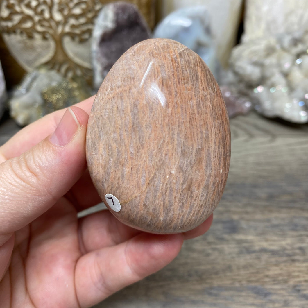 Peach Moonstone Palm Stone #07