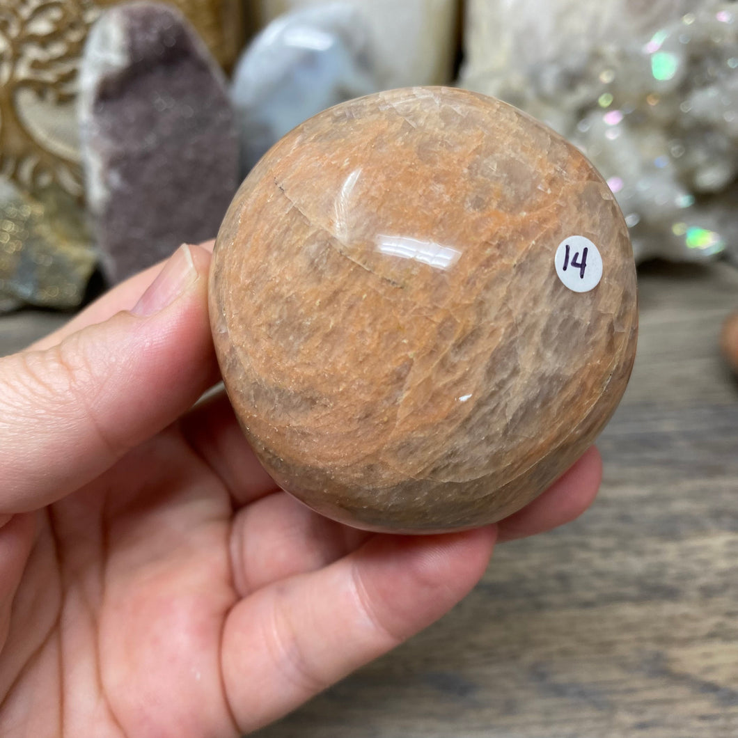 Peach Moonstone Palm Stone #14
