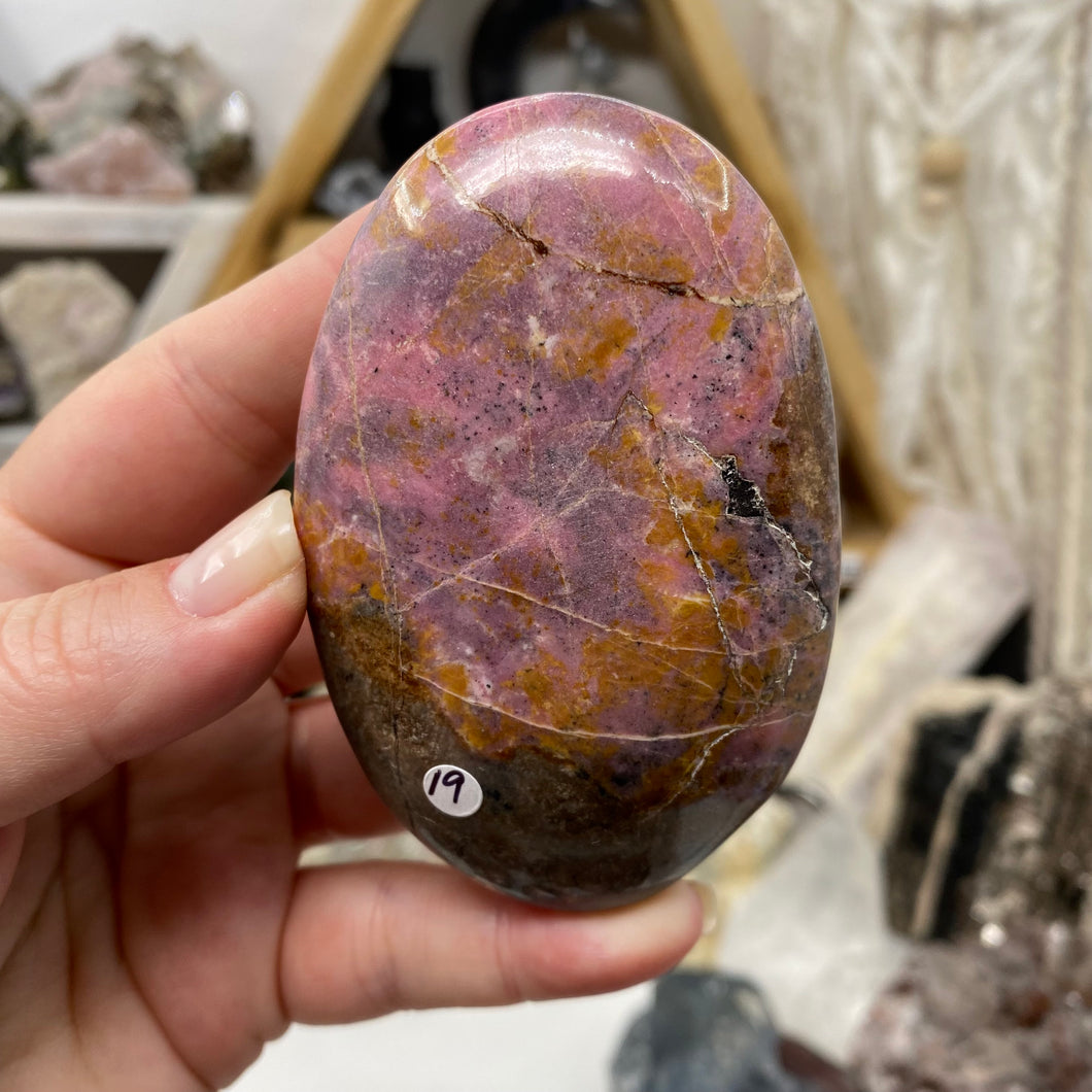 Rhodonite Palm Stone #19