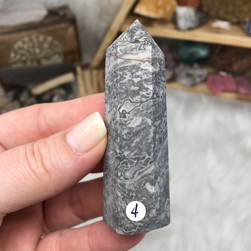 Silver Crazy Lace Agate Tower #04