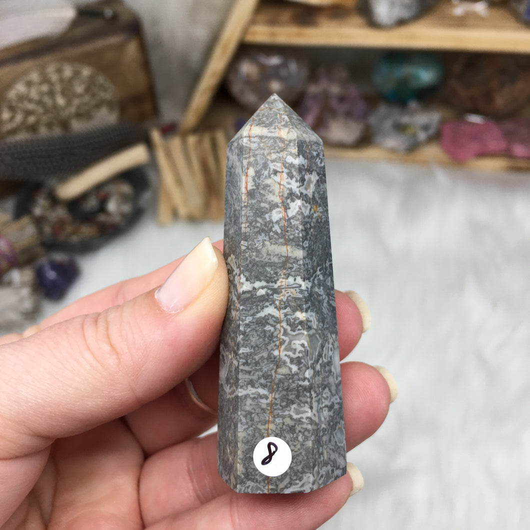 Silver Crazy Lace Agate Tower #08