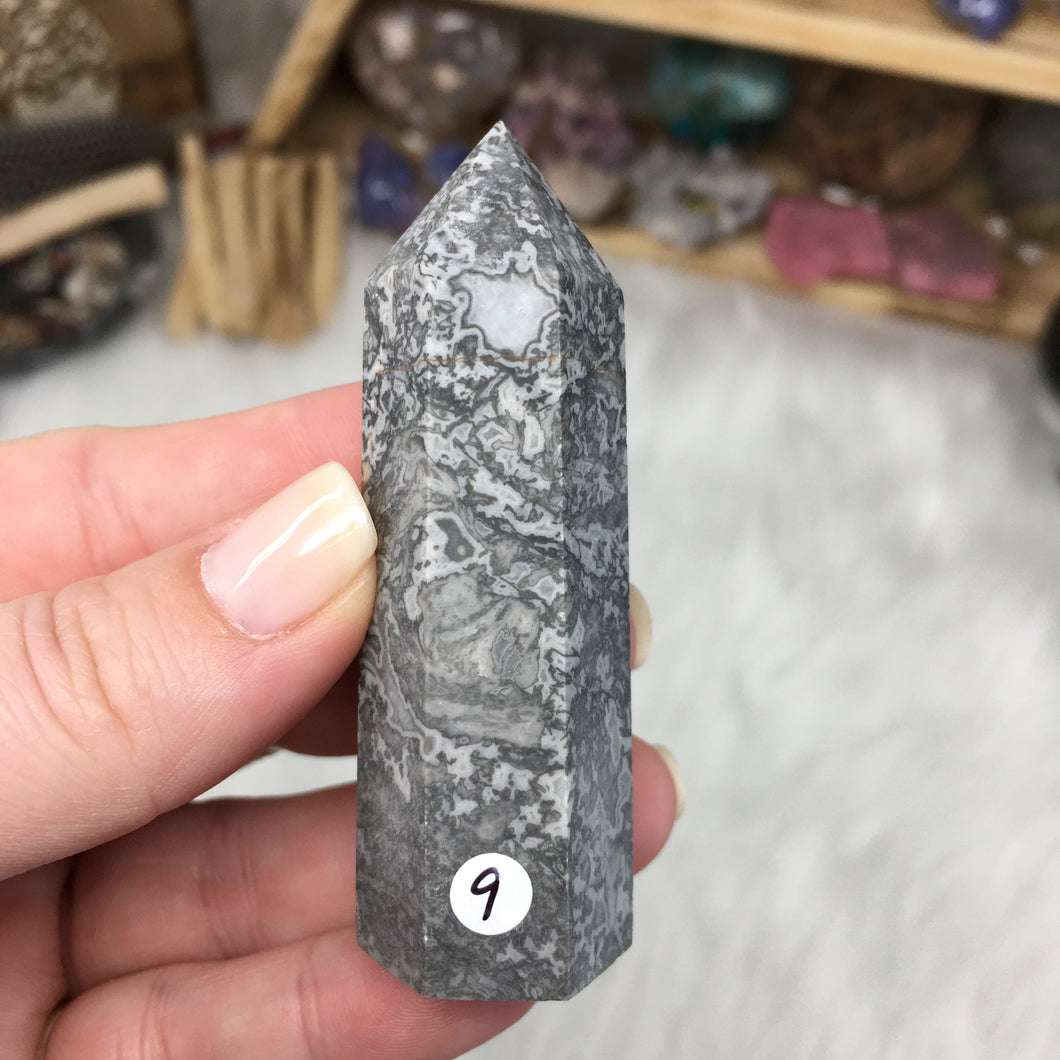 Silver Crazy Lace Agate Tower #09