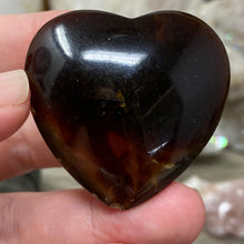 Load image into Gallery viewer, Amber Puffy Heart Palm Stone #05 *chipped tip
