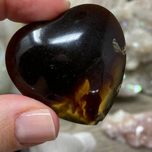 Load image into Gallery viewer, Amber Puffy Heart Palm Stone #05 *chipped tip
