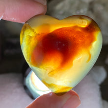 Load image into Gallery viewer, Amber Puffy Heart Palm Stone #07 *Shimmer
