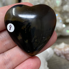 将图像加载到图库查看器中，Amber Puffy Heart Palm Stone #08
