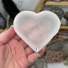 Load and play video in Gallery viewer, Selenite 3.5&quot; Heart Bowl #05
