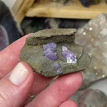 Load and play video in Gallery viewer, Amethyst on Sparkling Quartz Chalcedony #15
